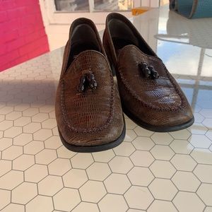 Leather animal print loafers
